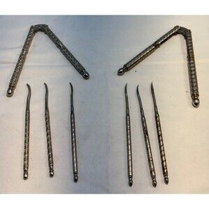 Vtg 8 PC Set Chrome Nut Crab Crackers and Picks